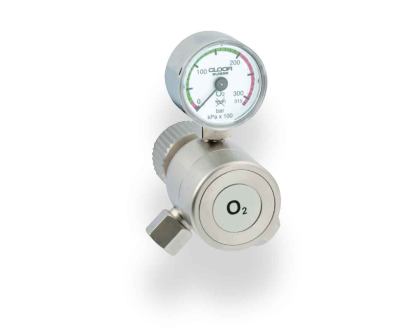 Gloor-Medical-Druckregler-von-Mefina-Medical-SWISS-Optio-Basic Druckregler von Gloor für die medizinische Sauerstoff-Dosierung