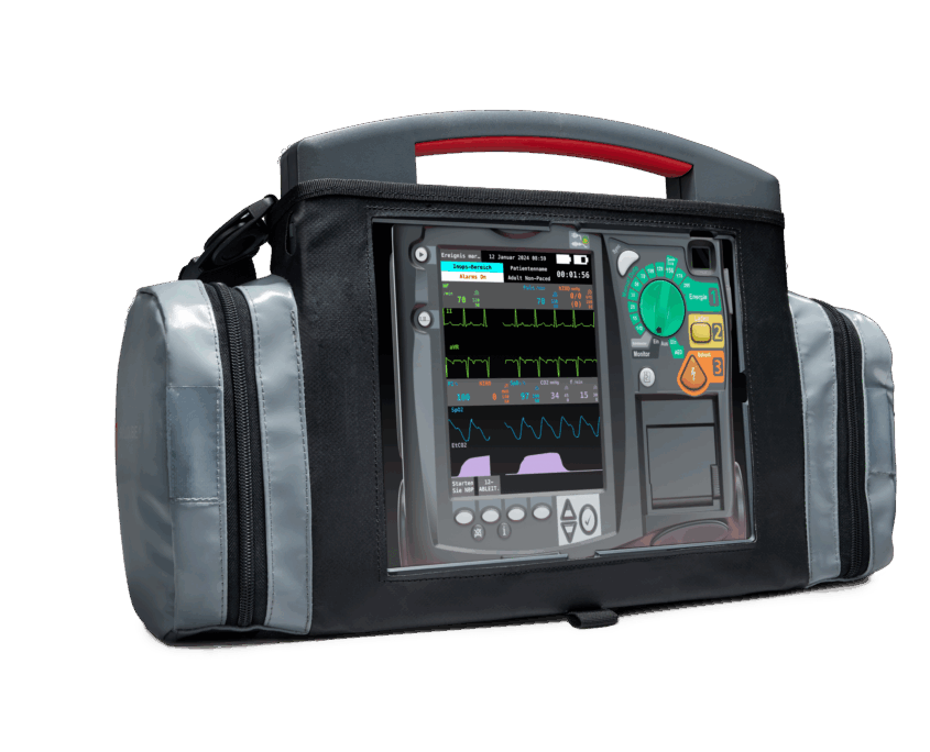 qubeMRx von Skillqube in kleiner Tragetasche mit zwei Seitenfächern