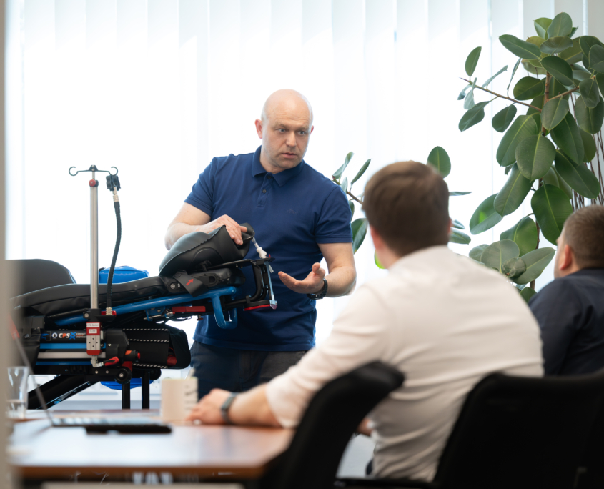 Mefina employees at the presentation of our products.