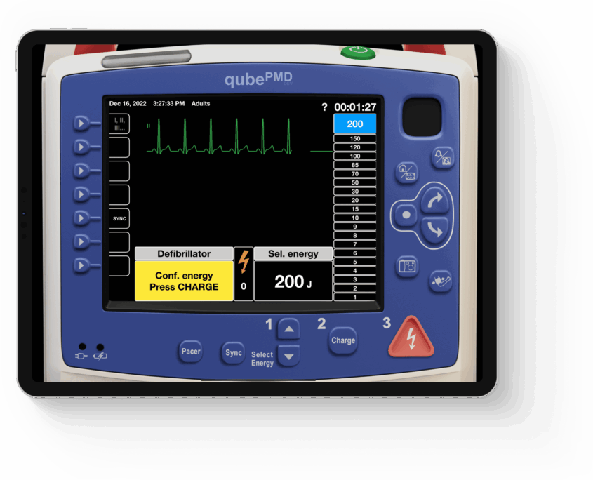 Detailaufnahme eines EKG-Simulators von Skillqube
