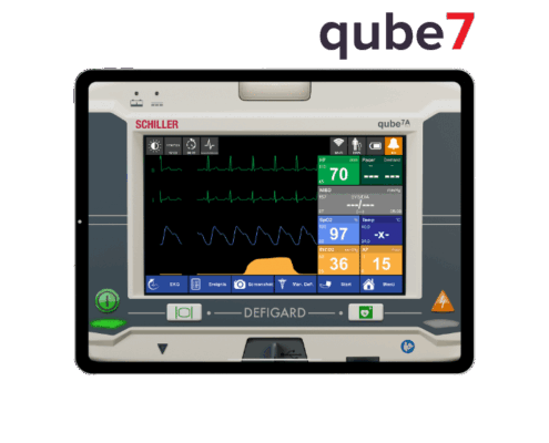 Detailaufnahme des EKG-Patientenmonitor Simulator qube7 von Skillqube