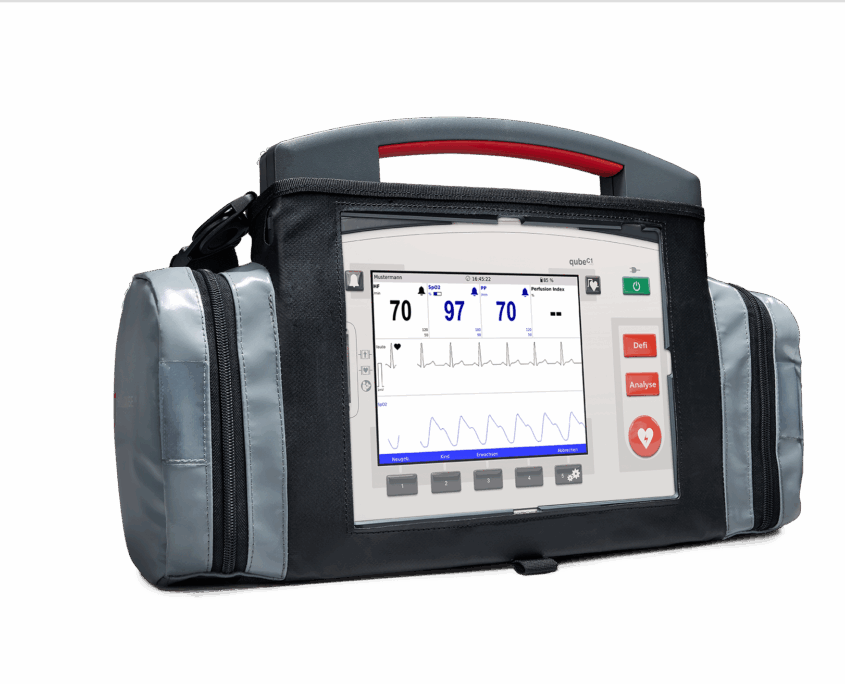 qube1 von Skillqube in kleiner Tragetasche mit zwei Seitenfächern