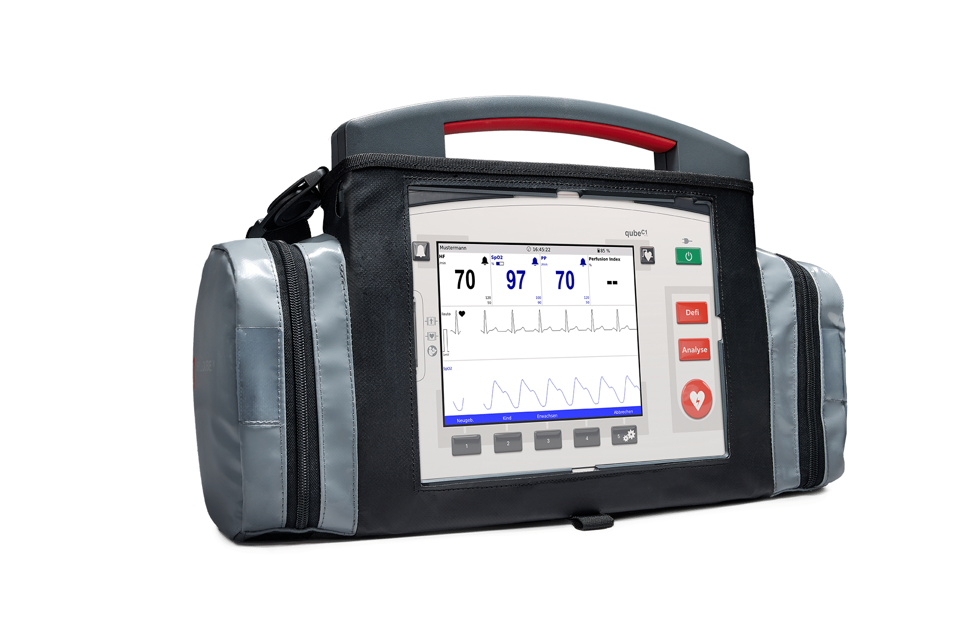qube1 von Skillqube in kleiner Tragetasche mit zwei Seitenfächern