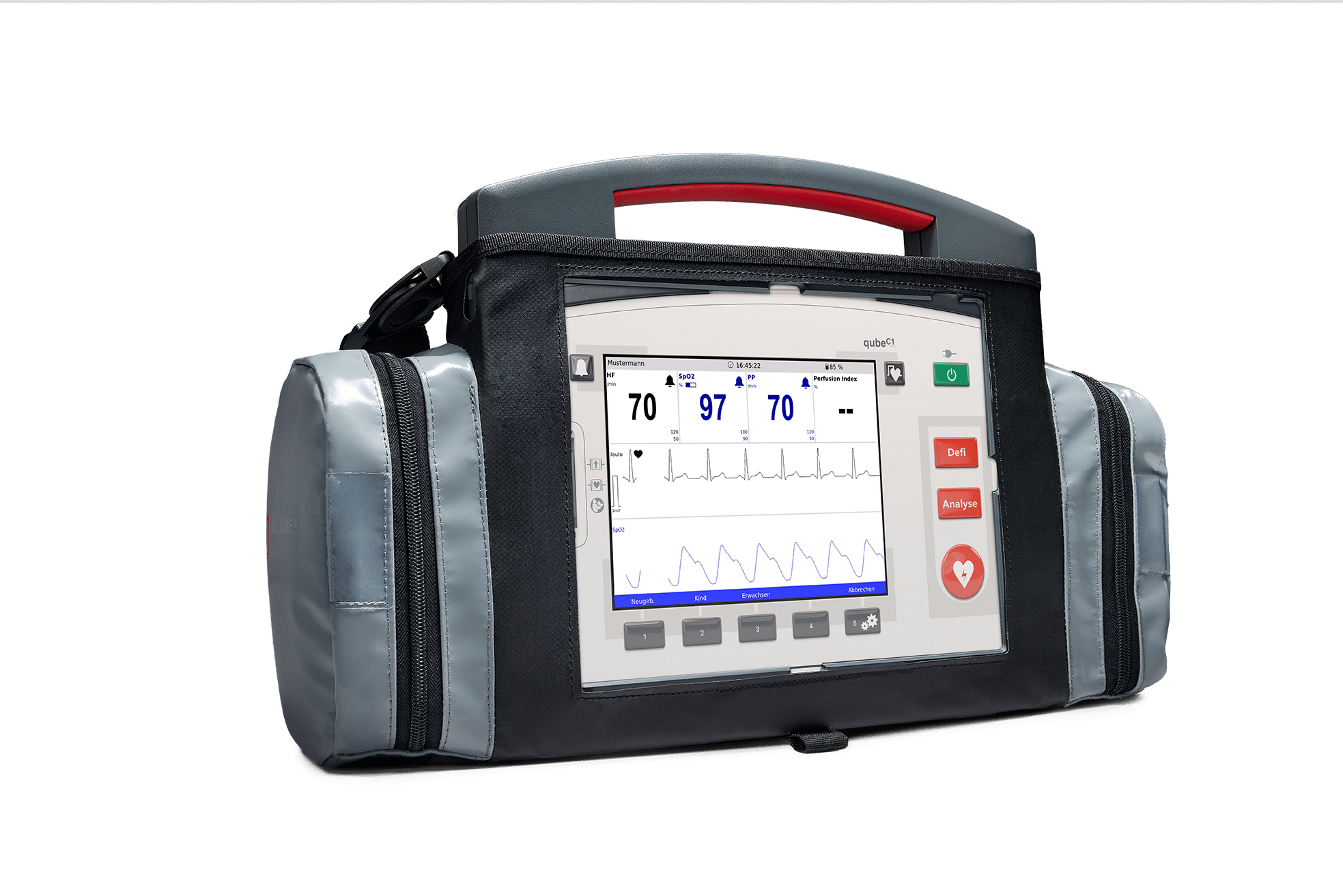 qube1 von Skillqube in kleiner Tragetasche mit zwei Seitenfächern