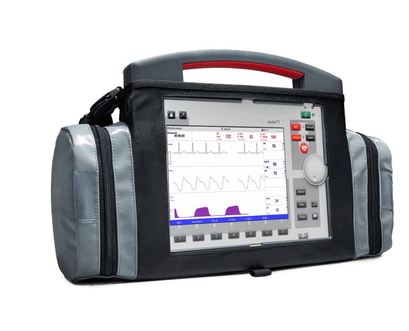 qubeC3 von Skillqube in kleiner Tragetasche mit zwei Seitenfächern