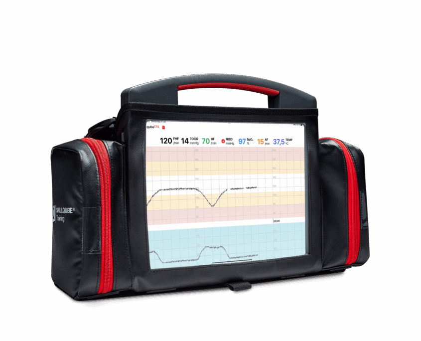 qubeCTG von Skillqube in kleiner Tragetasche mit zwei Seitenfächern