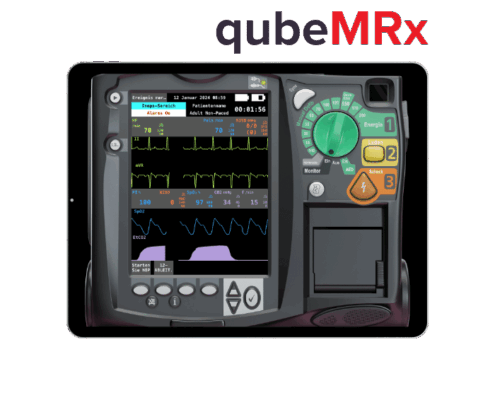 Mockup des Patientenmonitor Simulator zur Simulation mit Herzfrequenz auf Display