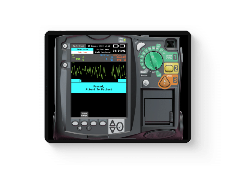 qubeMRx_nur-iPad_AED qubeMRx von Skillqube bildet den Philips HeartStart MRx nach