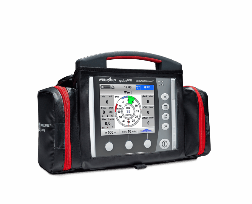 qubeMC von Weinmann in kleiner Tragetasche mit zwei Seitenfächern