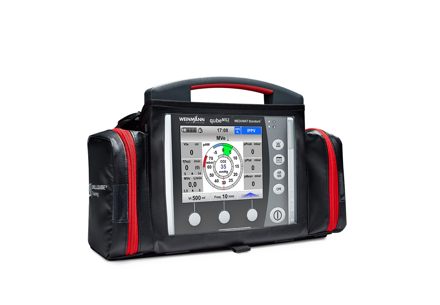 qubeMC von Weinmann in kleiner Tragetasche mit zwei Seitenfächern