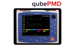 IPad-Mockup vom EKG-Simulator qubePMD und ist die Schnittstelle zum Zoll® Propaq® MD