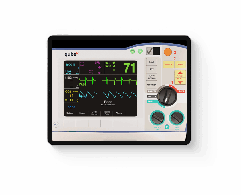 Detailansicht des qubeR von Skillqube auf einem Tablet im Einsatz