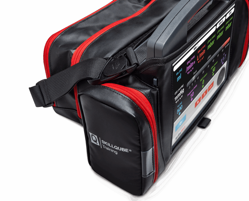 qubeVENT_Tasche_3_23_small Seitenfaches der kleinen Tragetasche von Skillqube Training in Seitenansicht