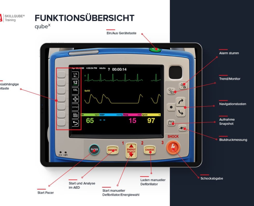 funktionsübersicht-qubeX Funktionsübersicht qubex von Skillqube mit Beschreibung der Funktionen und Knöpfe