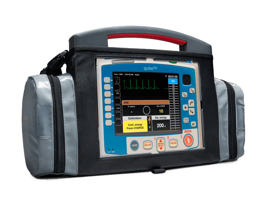 klinischer EKG-Patientensimulator in kleiner Tragetasche mit zwei Seitenfächern