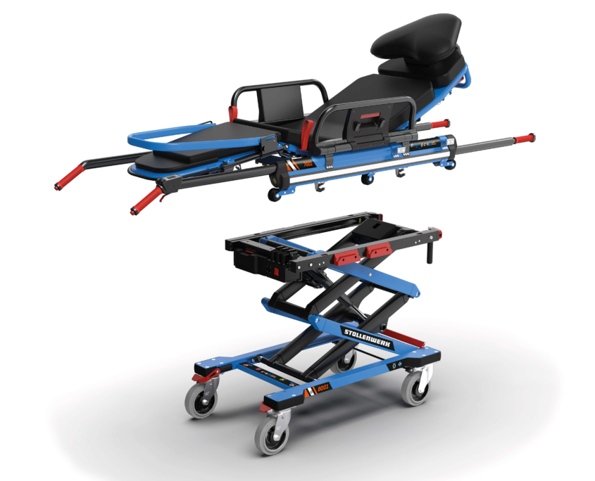 Trage 7001 und Fahrgerät 8001 Abnehmbare Tragekomponente mit Fahrsatz unterhalb