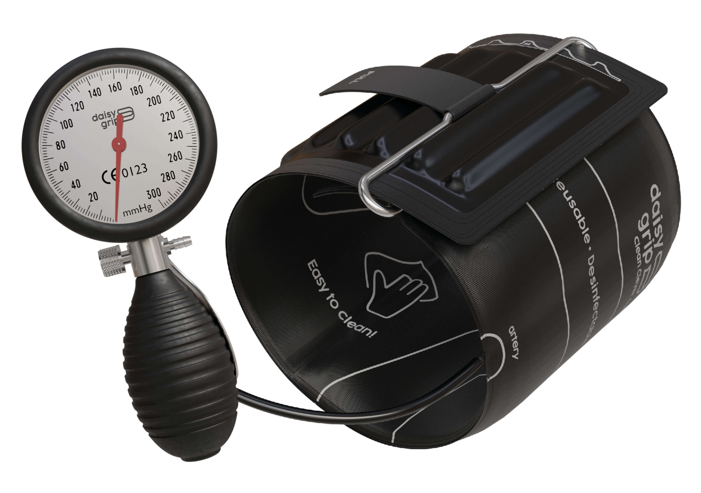 daisycuff Manschette + Manometer Manschette und Manometer des Daisycuff von Daisygrip einsatzbereit